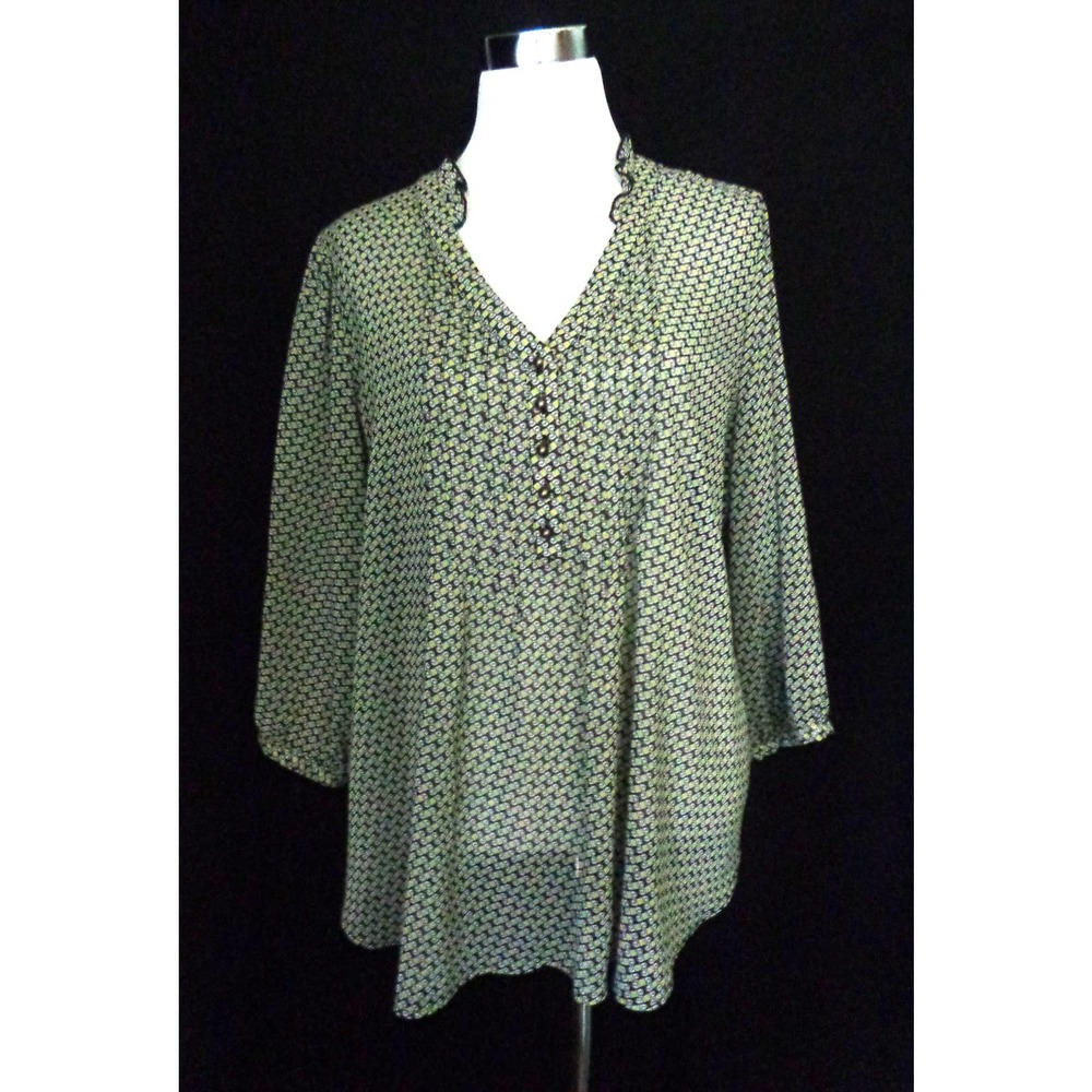 Rose & Olive Black/Yellow Geometric Print Tunic Top 3X
